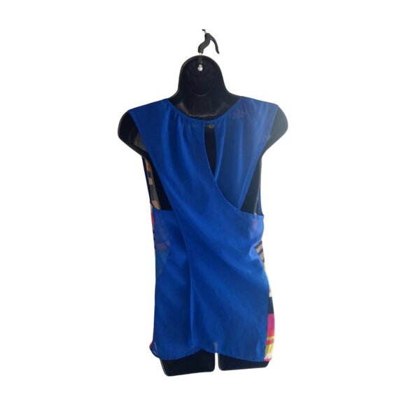 Le Fash NWOT Blue/Multi Color Abstract Sleeveless Blouse/Tank Top Size Large - Picture 2 of 2